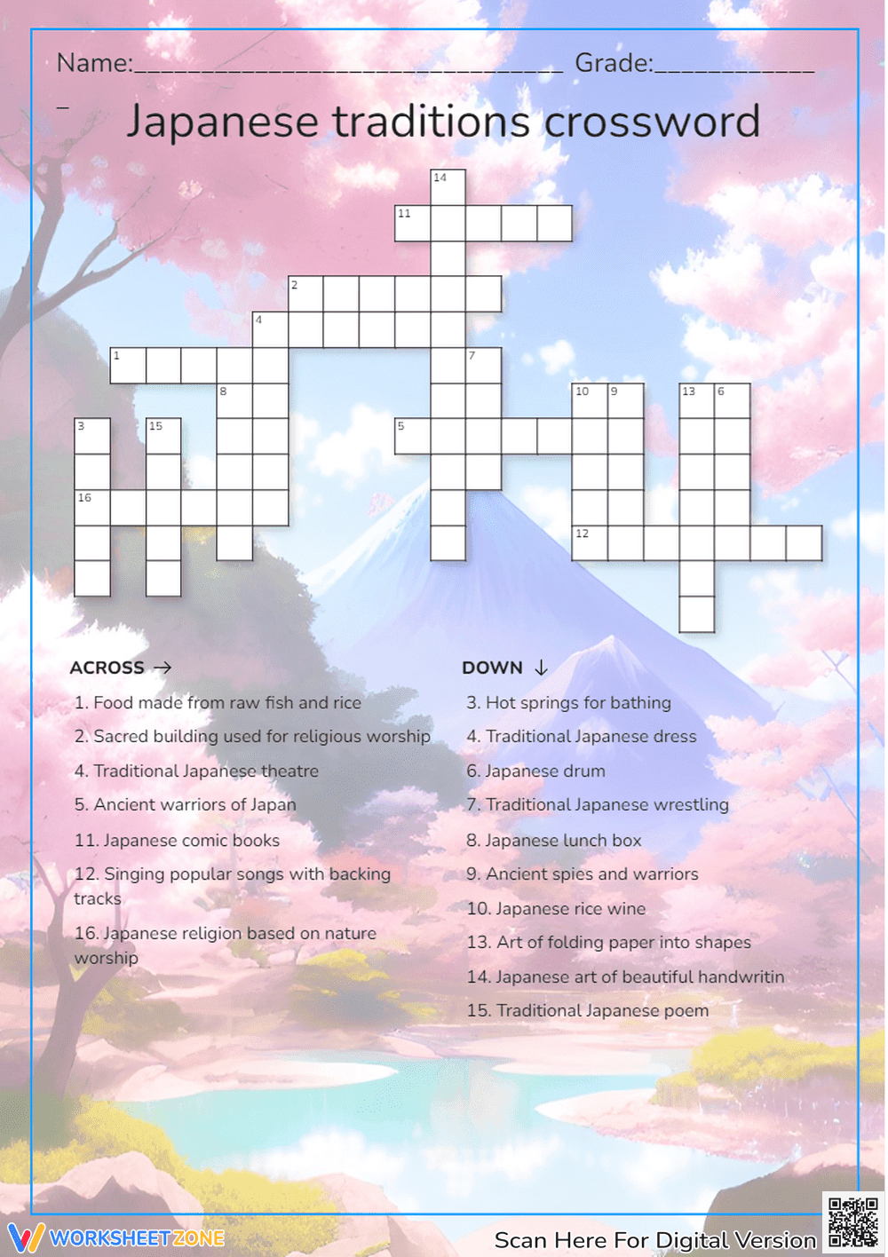 Japanese Traditions Crossword - Page 1
