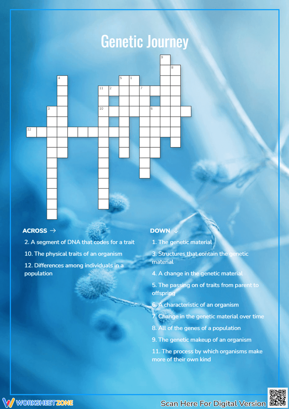 Essential Genetics Crossword | Grade 3-5 Science - Page 1