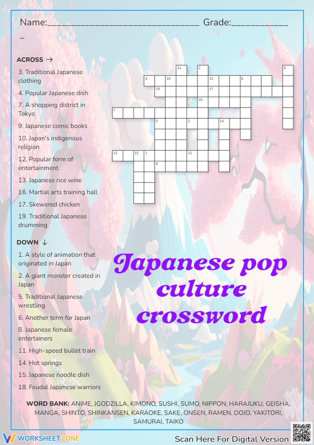 Japanese Pop Culture Crossword - Page 1