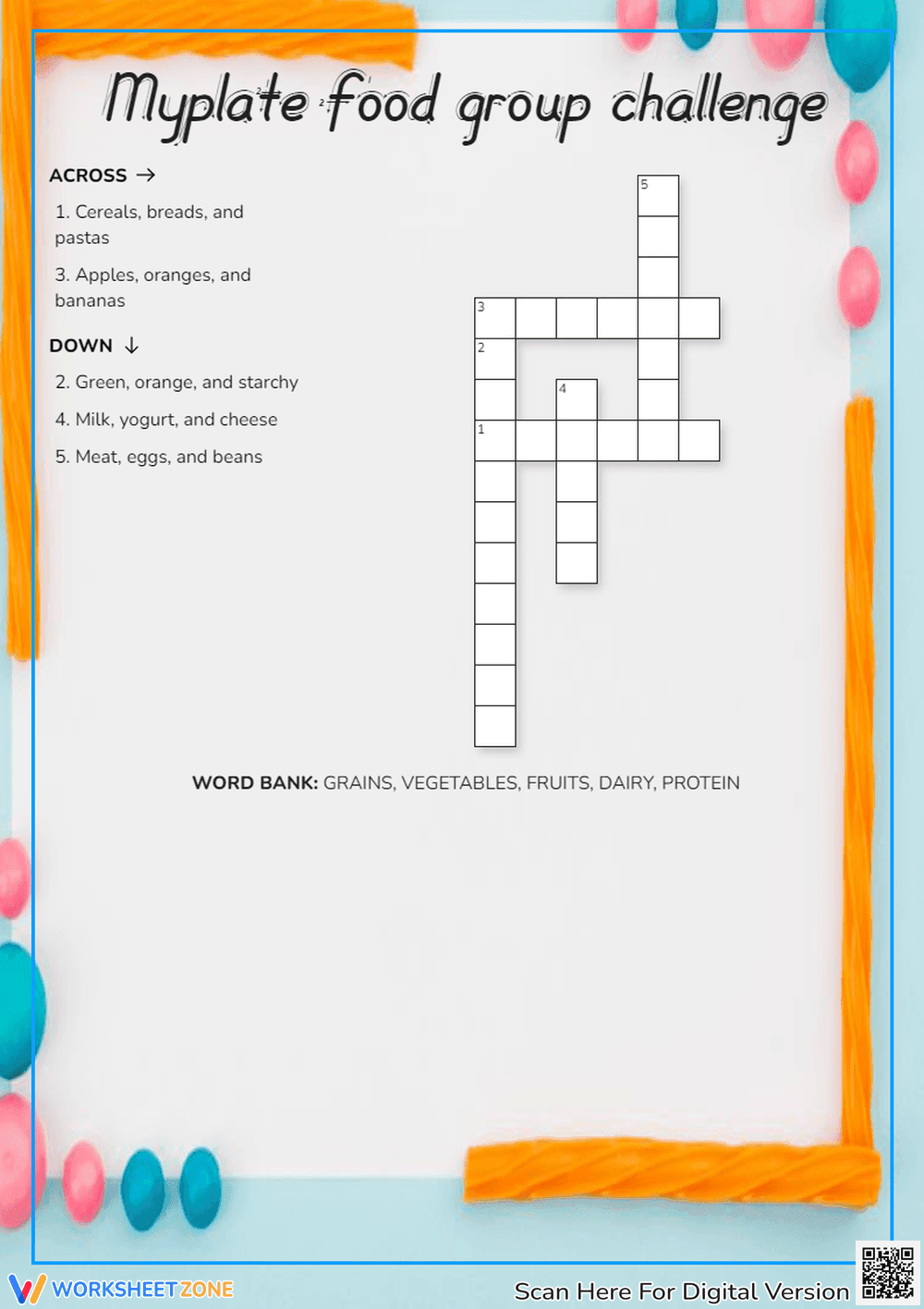 Myplate food group challenge Crossword Puzzle - Page 1