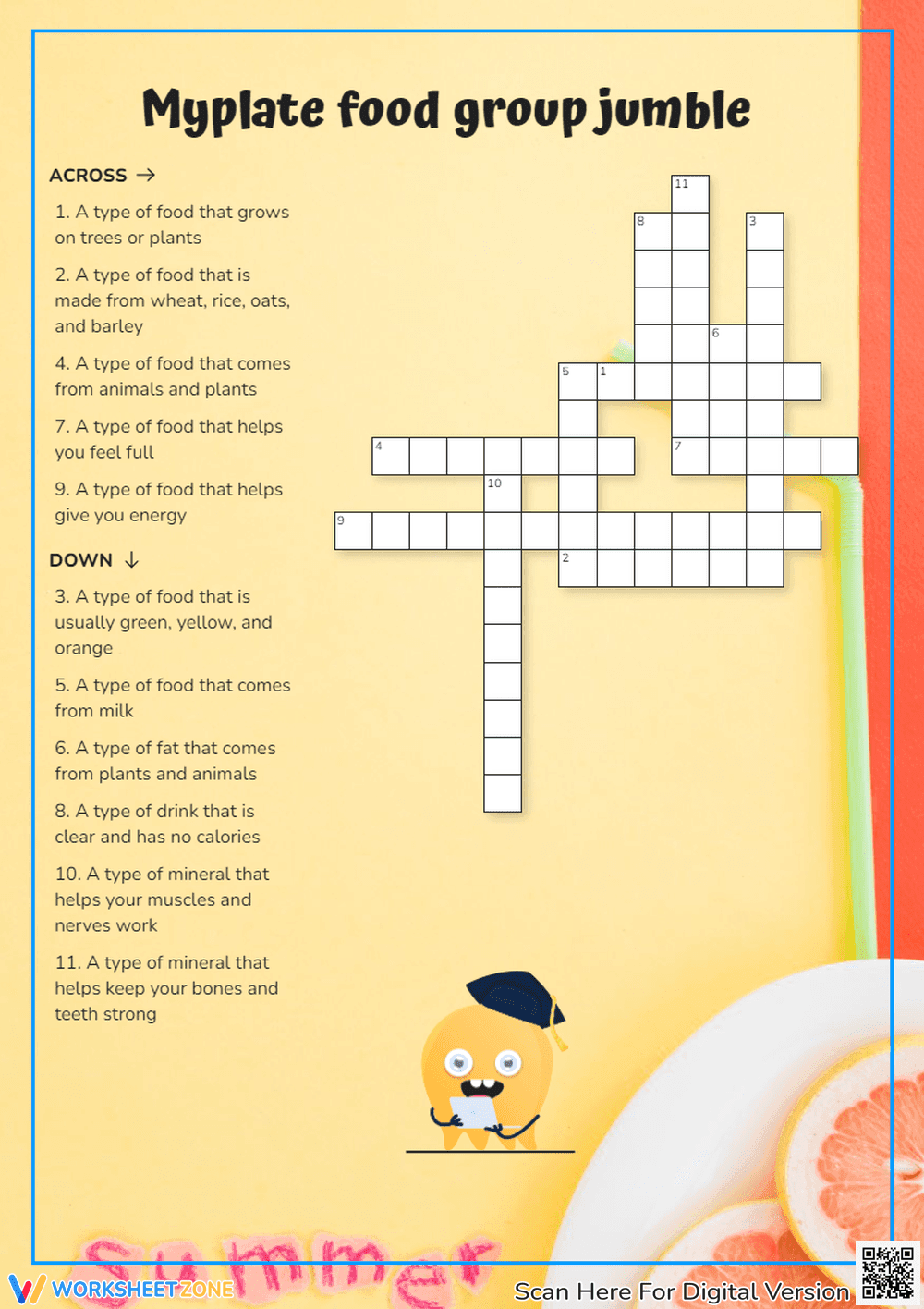 Myplate food group jumble Crossword Puzzle - Page 1