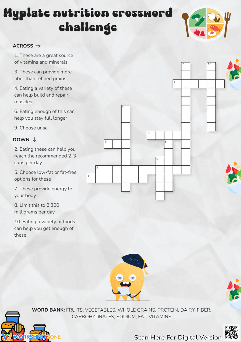 MyPlate Nutrition Crossword Challenge - Page 1
