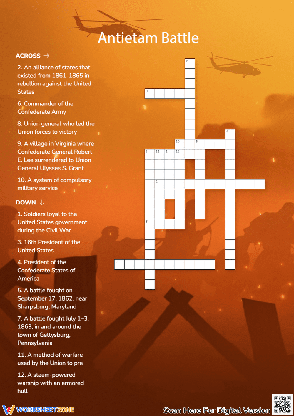 Grade 5 Antietam Battle — Printable No-Prep Worksheet - Page 1