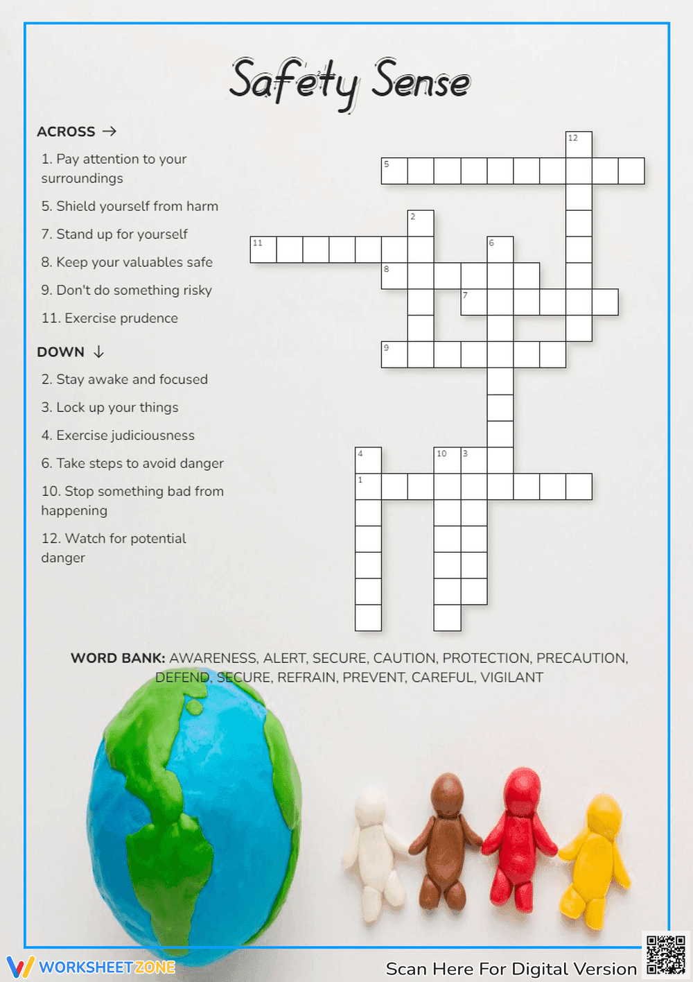 Essential Safety Sense Crossword | Grade 2-3 Printable - Page 1