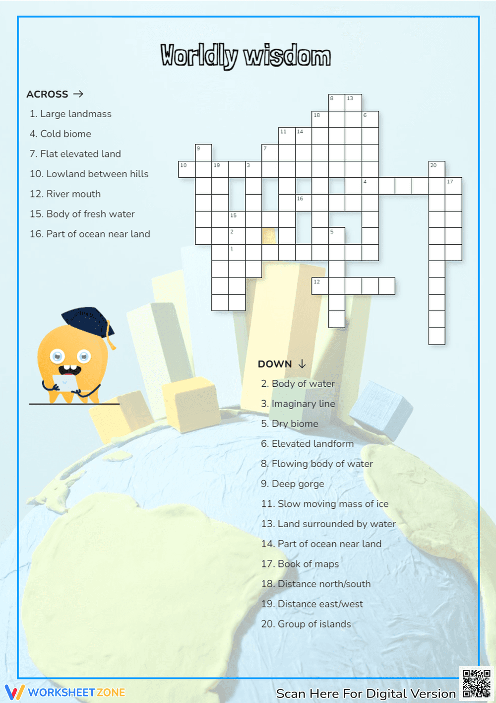 Geography Crossword Worksheet | Grade 3 Printable - Page 1