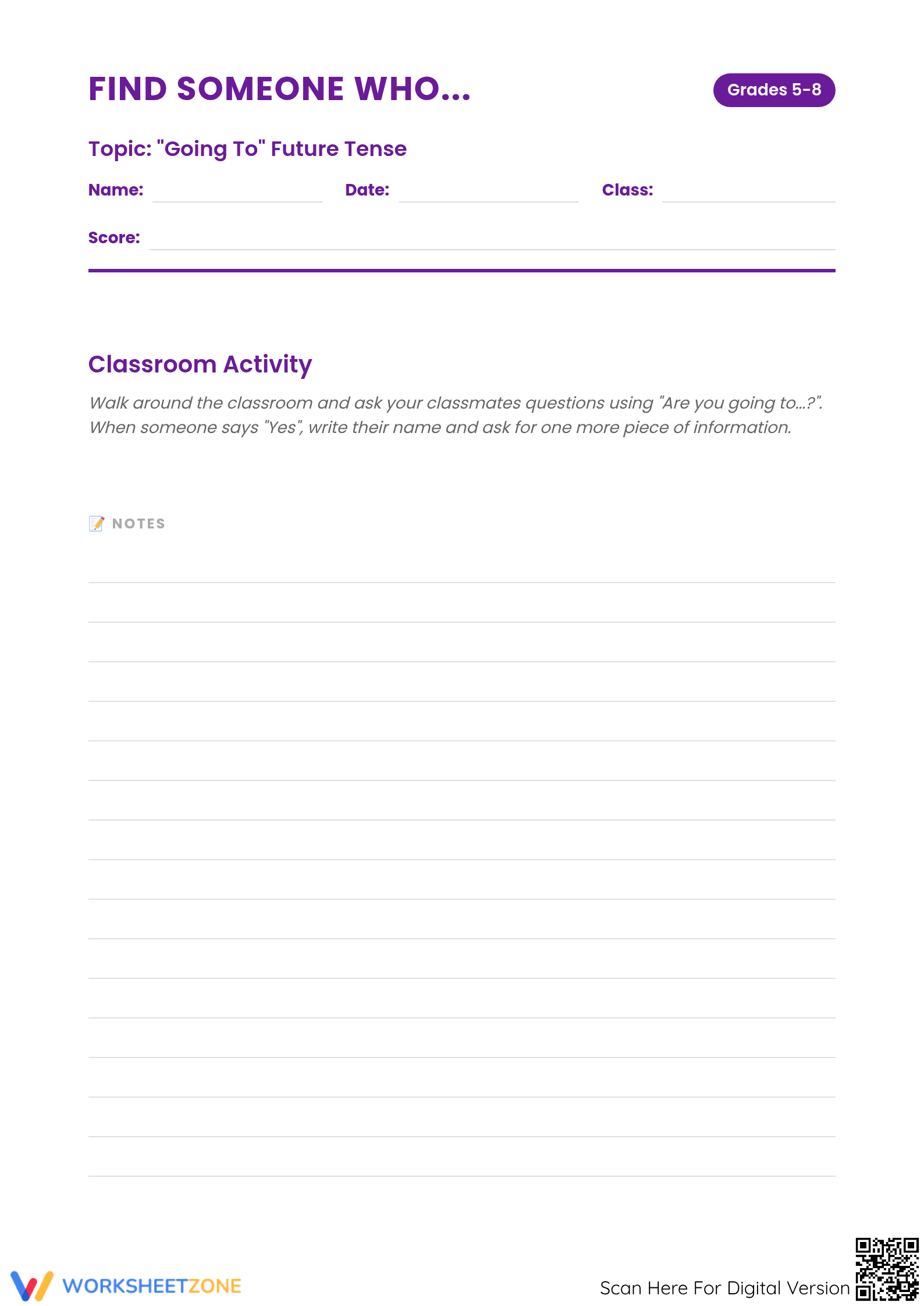 Essential Future Tense 'Going To' Activity | Grades 5-8 - Page 1