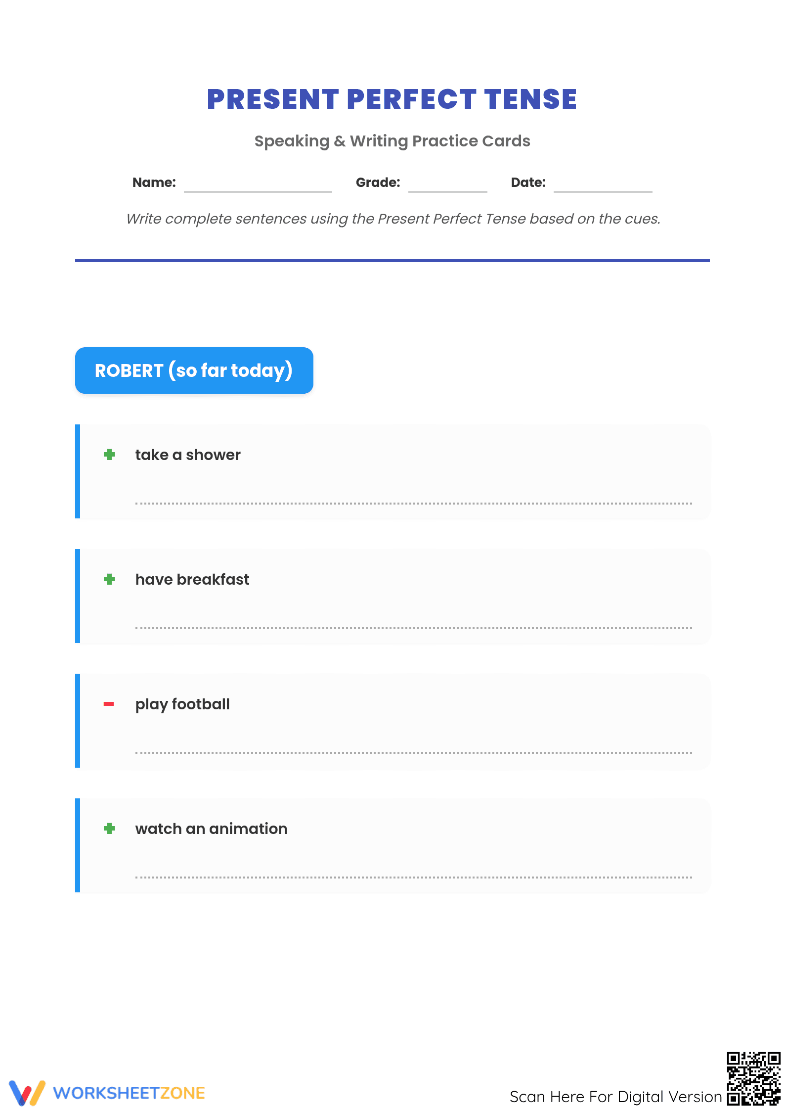 Present Perfect Tense Speaking Activity - Page 1