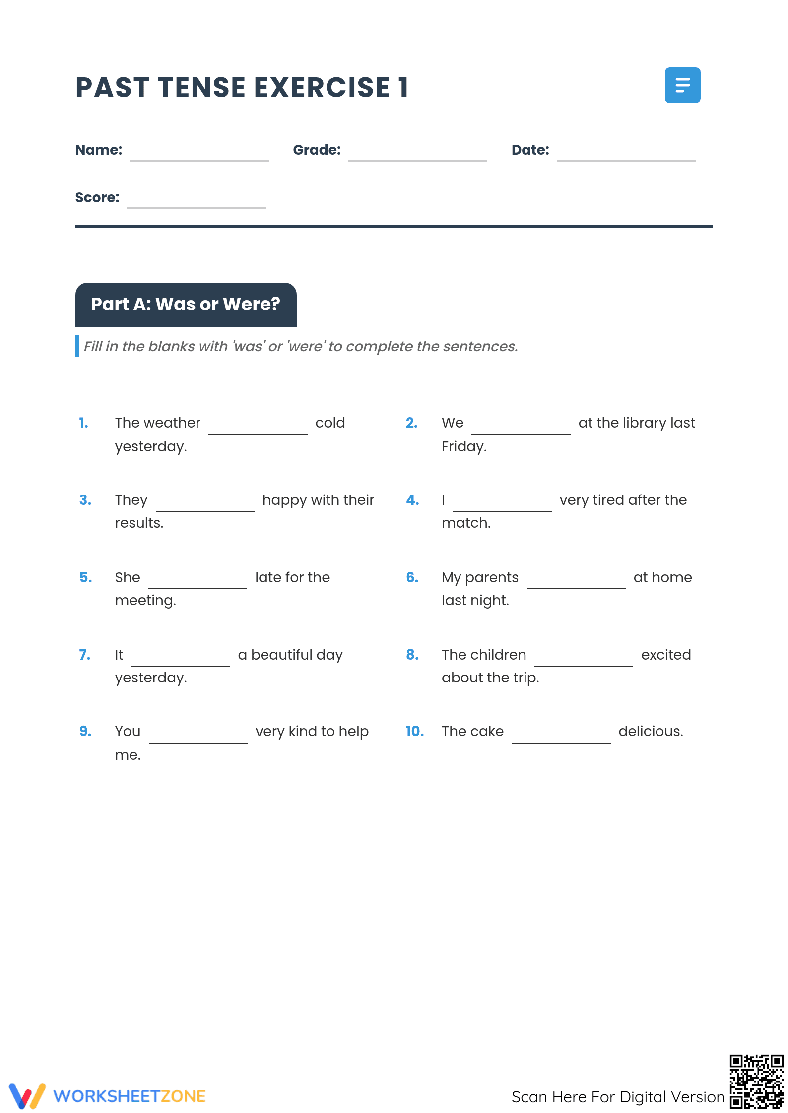 Printable Past Tense Exercise Packet | Grade 5-8 English - Page 1