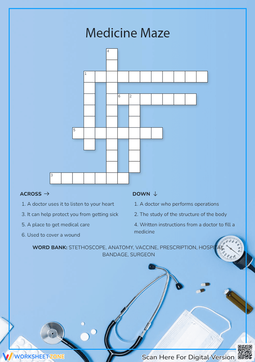 Medicine Maze Crossword Puzzle - Page 1
