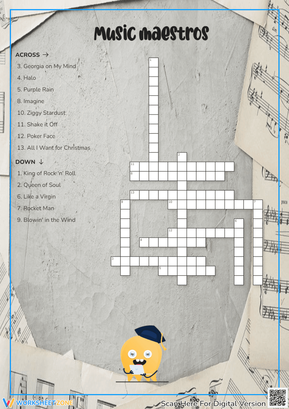 Music Maestros Crossword | Grade 2-4 Printable - Page 1