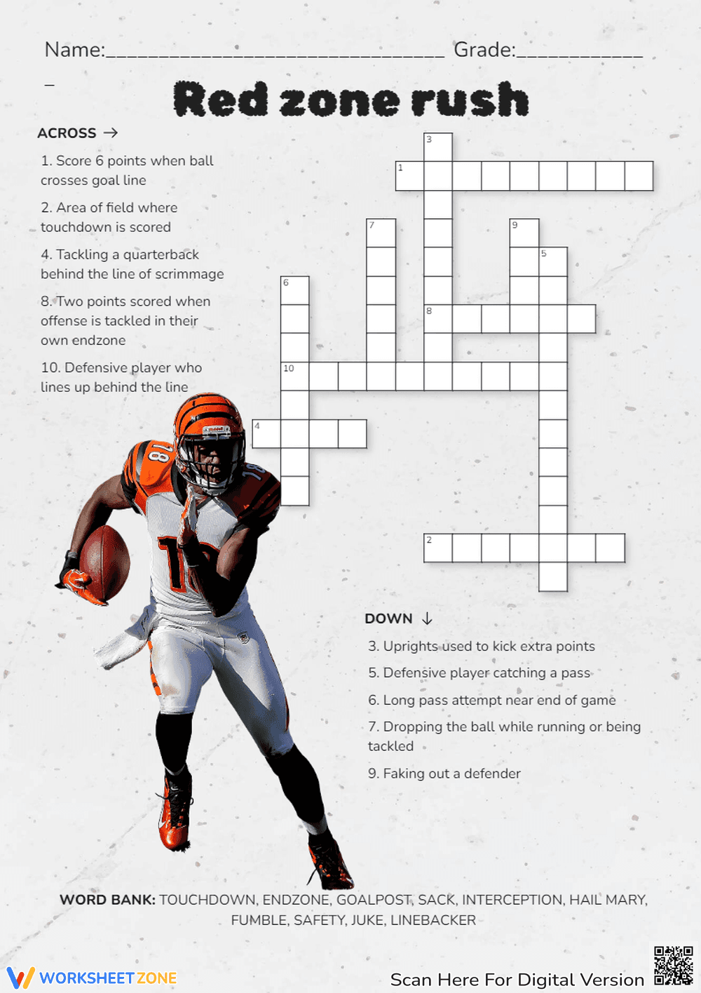 Red Zone Rush: Football-Themed Learning Activity - Page 1
