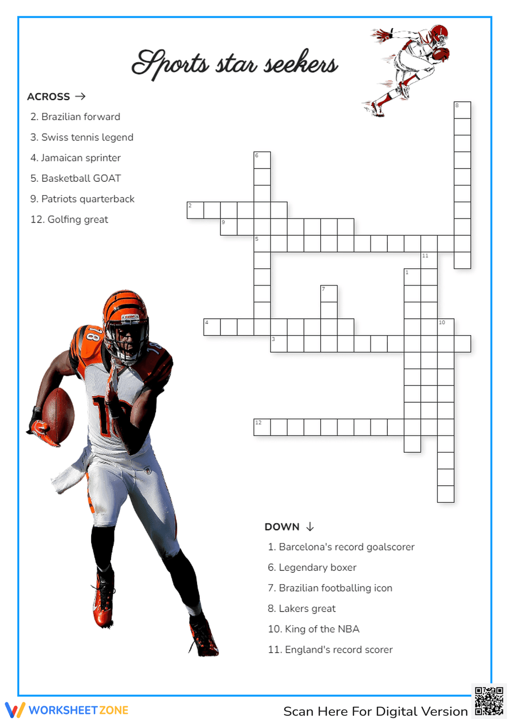 Sports Star Seekers Crossword | Grade 3 Printable - Page 1