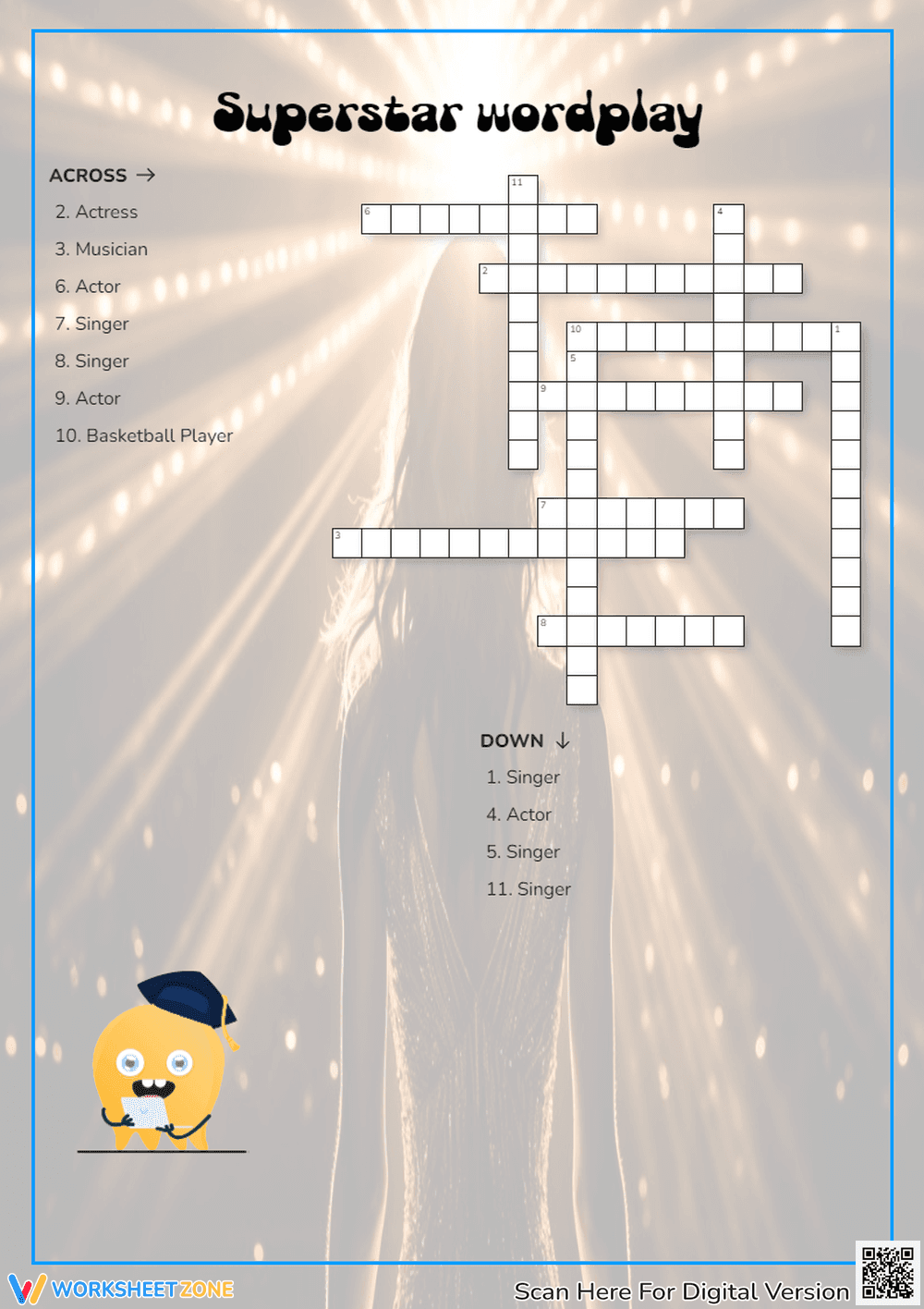 Grade 3 Celebrity Crossword — Printable No-Prep Worksheet - Page 1