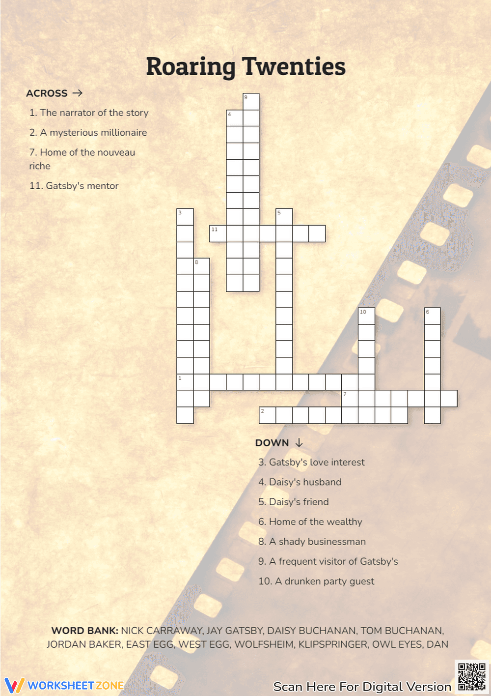 Roaring Twenties Crossword Puzzle | Grade 4 Essential - Page 1