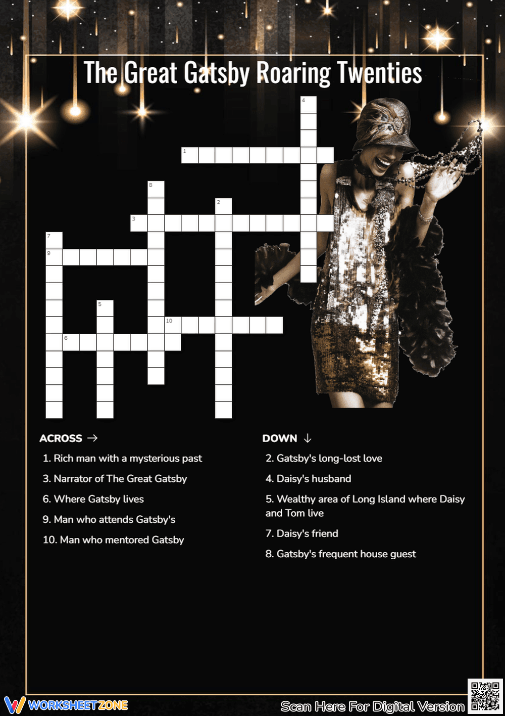 Printable Great Gatsby Crossword | Grade 5 ELA - Page 1