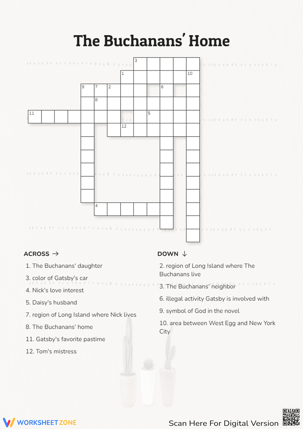 The Buchanans' Home Crossword | Essential Grade 4 ELA - Page 1
