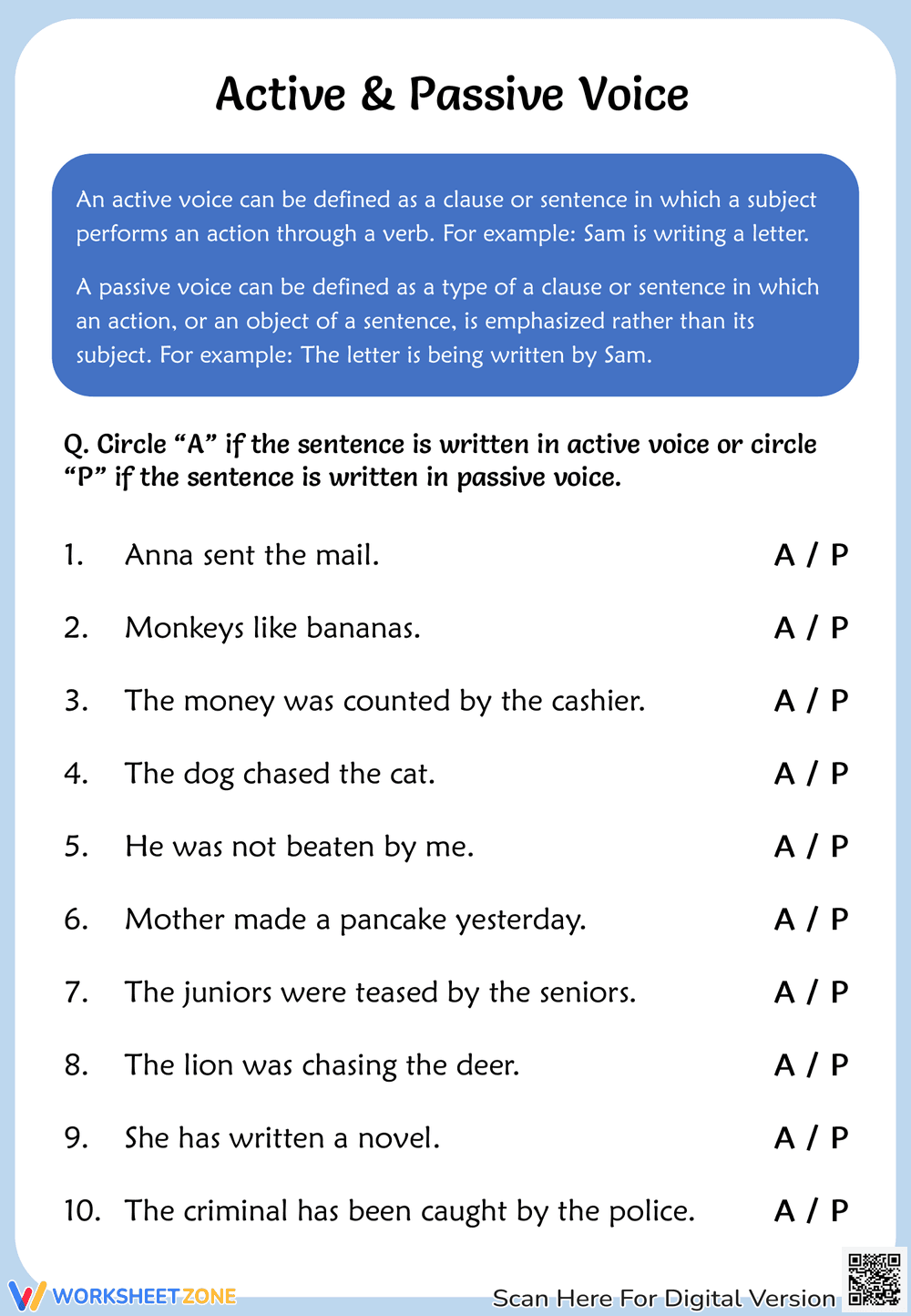 Identify Active and Passive Voice - Page 1