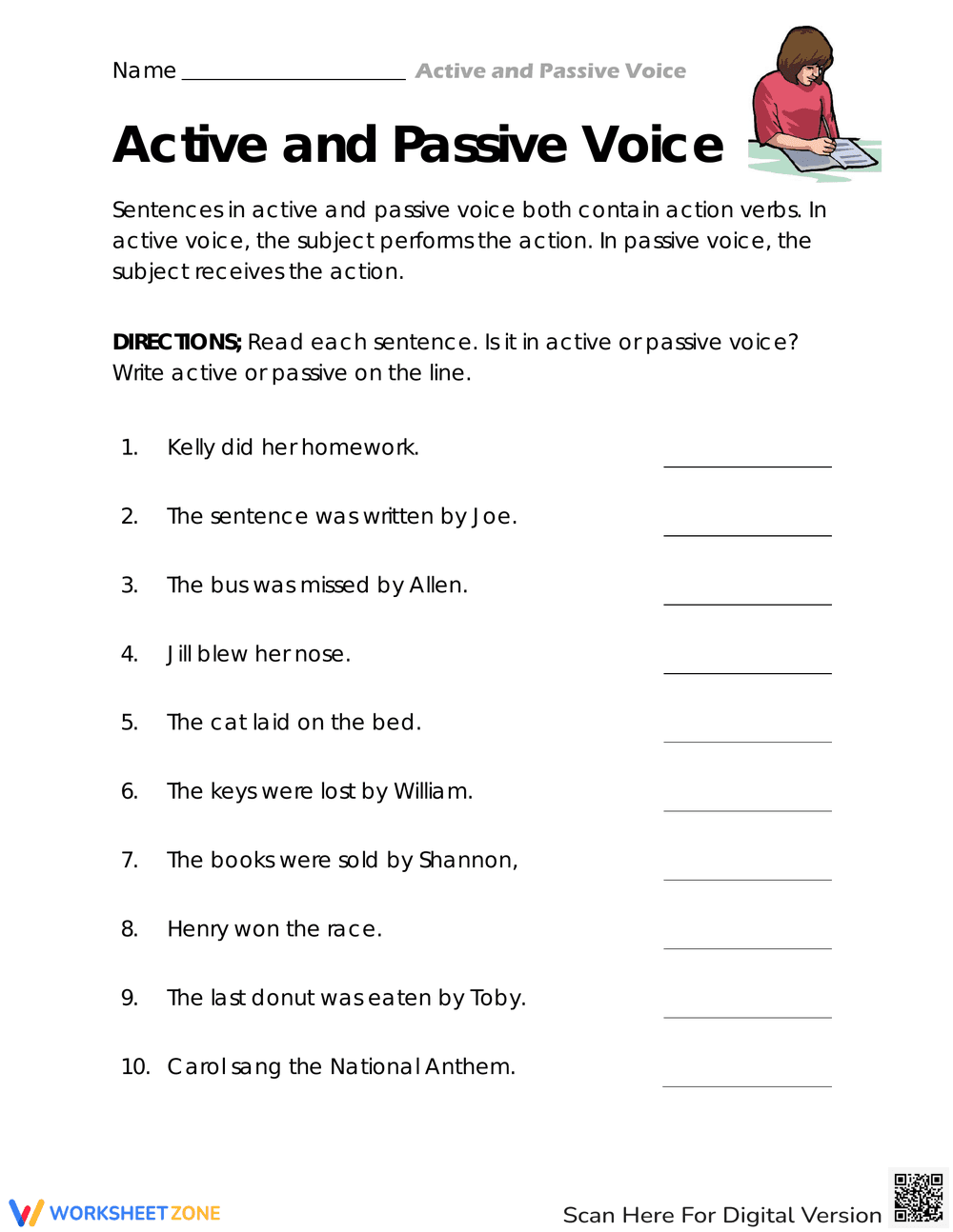 Identify Active or Passive Voice Sentences - Page 1