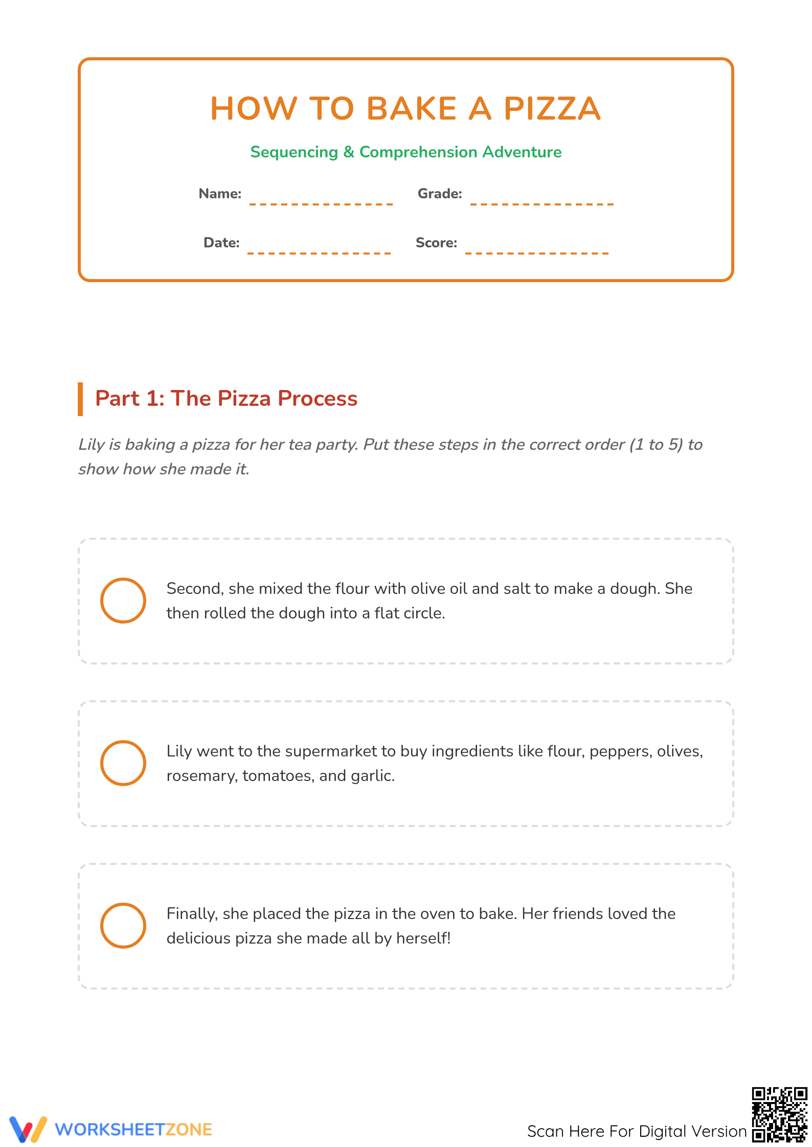 How to Bake a Pizza: An Instructional Worksheet - Page 1