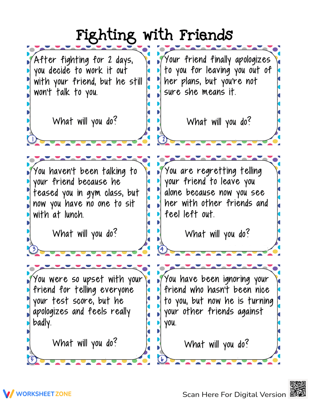 Problem Solving Social Skills Worksheet - Page 1