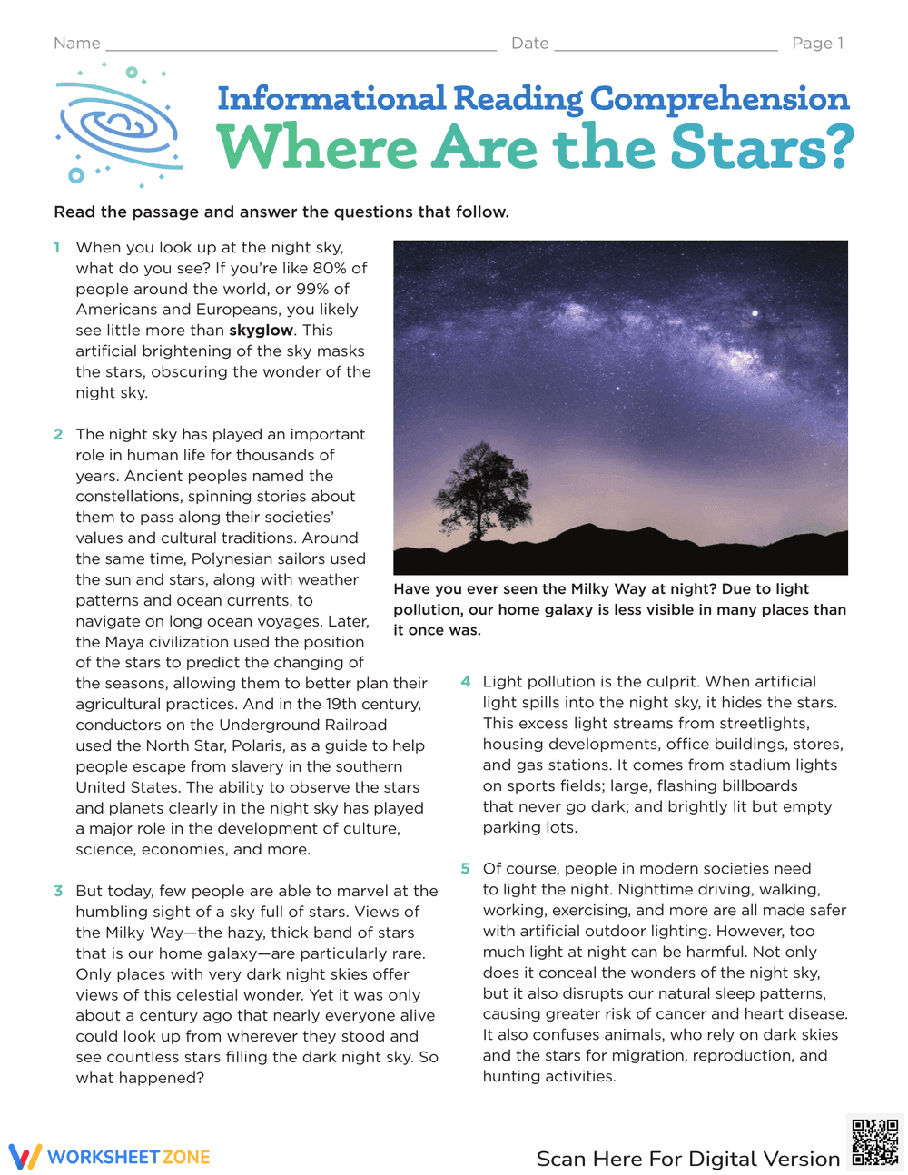 Where Are The Stars? Worksheet - Page 1