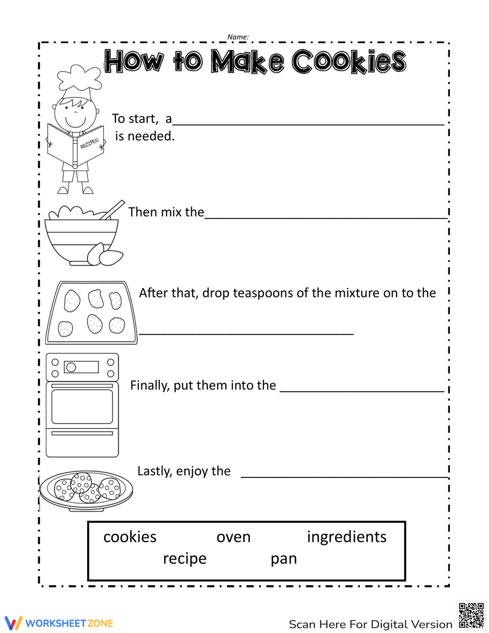 How to Make Cookies Worksheet - Page 1