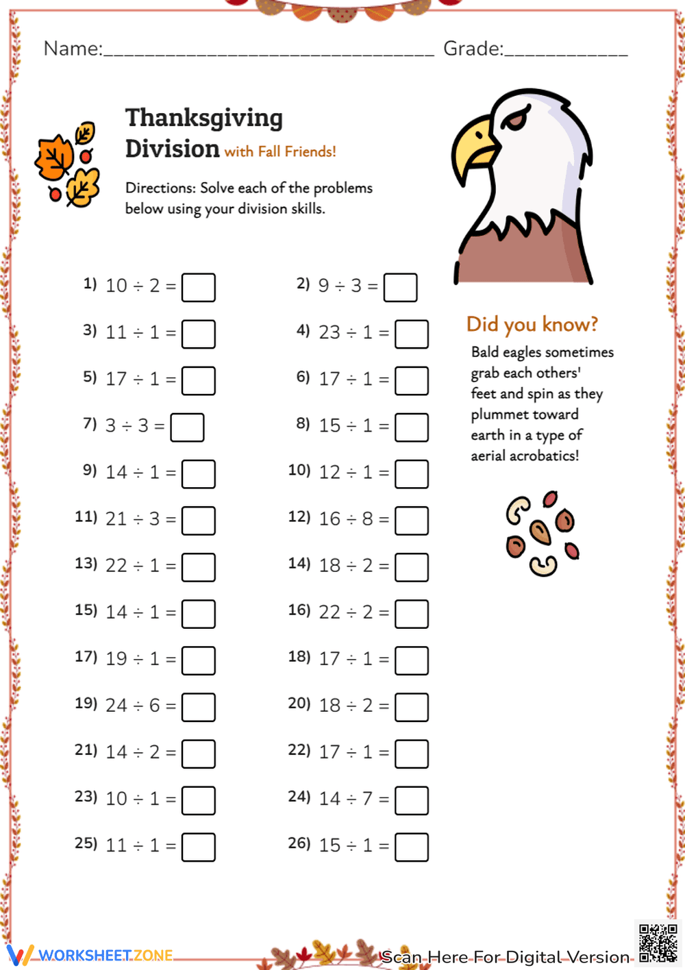 Fall-Themed Division Problems - Page 1