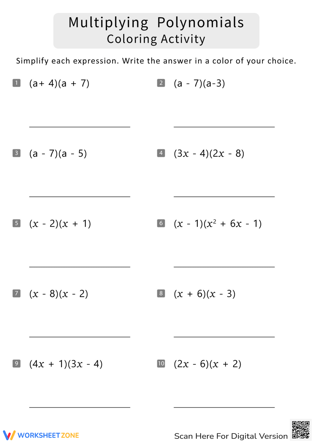Practice Multiplying Polynomials with Ease - Page 1