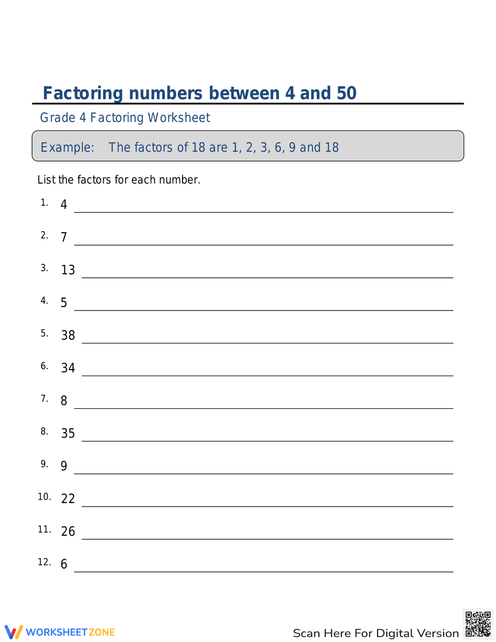 Practice Factoring Numbers - Page 1