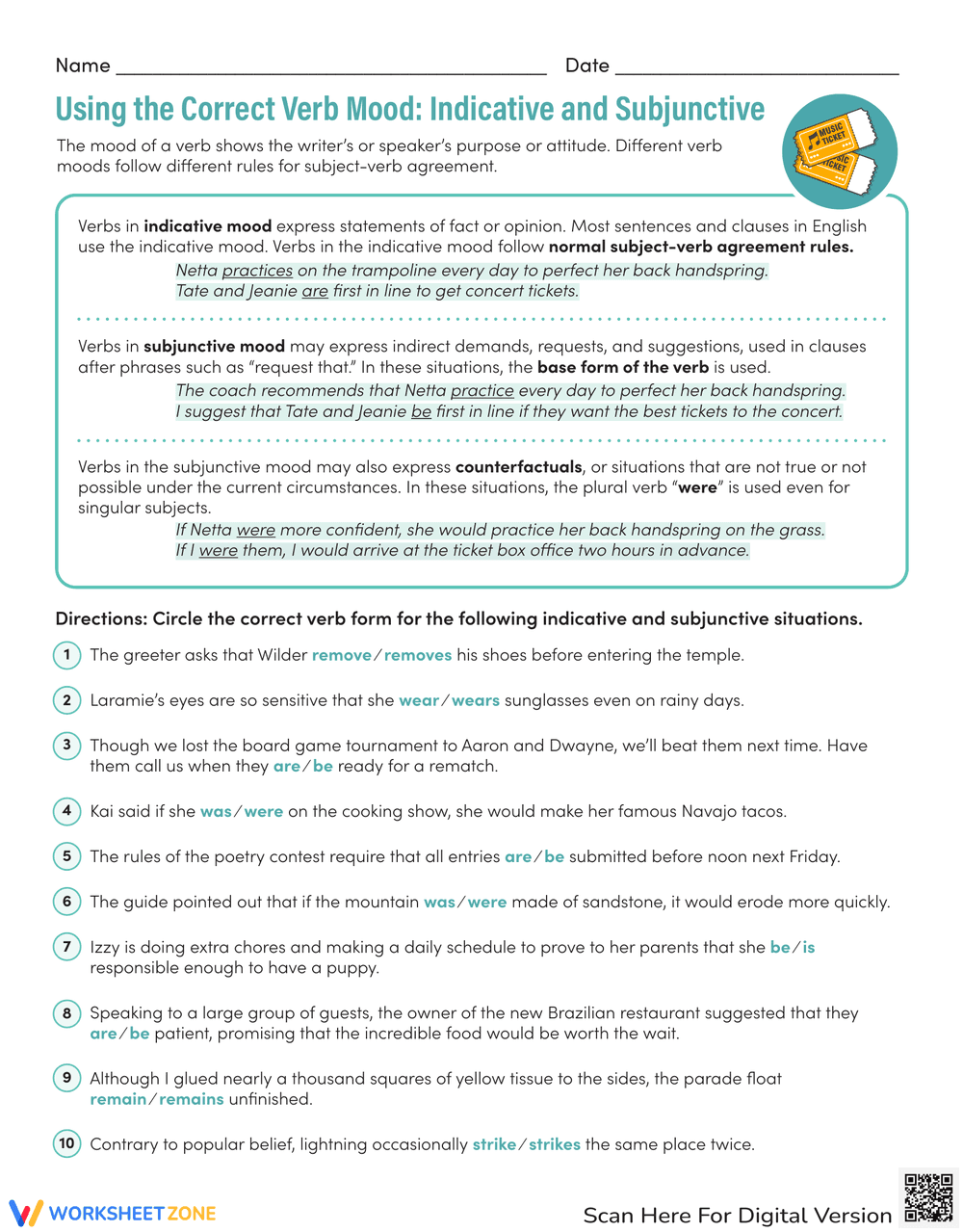 Using Correct Verb Mood: Indicative/Subjunctive - Page 1
