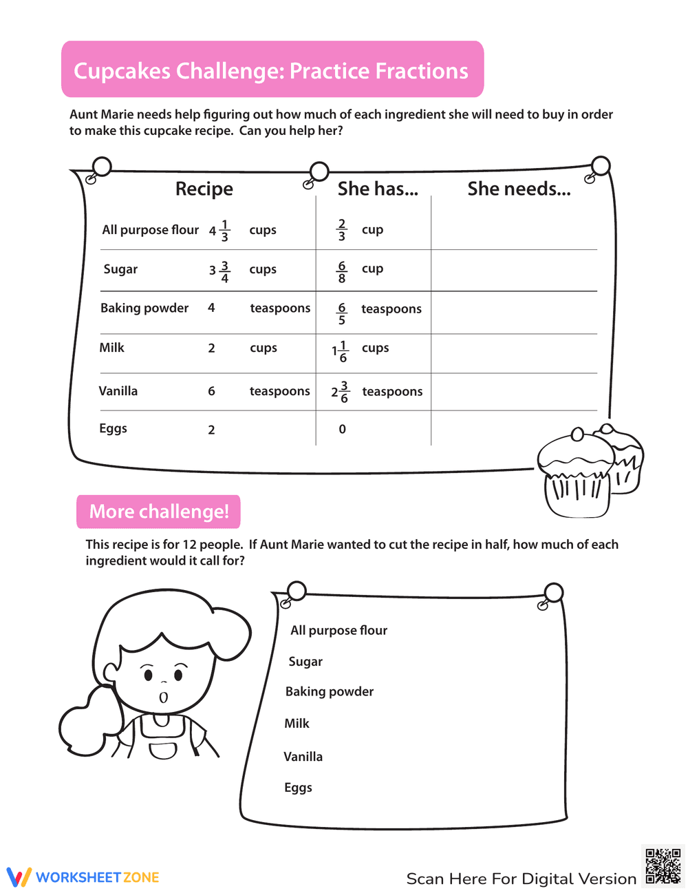 Baking with Fractions: A Practical Worksheet - Page 1