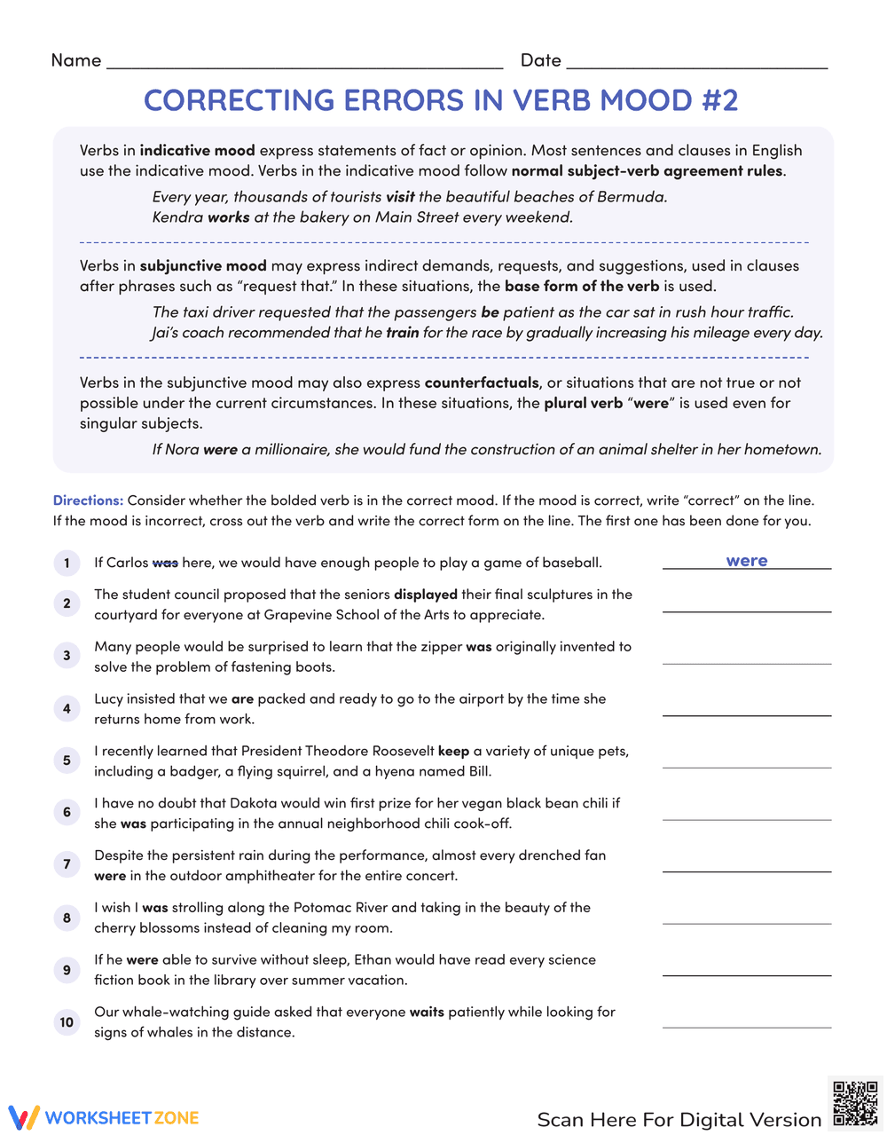 Correcting Errors in Verb Mood: Improve Grammar - Page 1