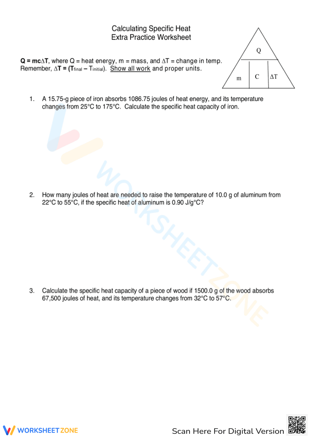 Calculating Specific Heat with this Worksheet - Page 1
