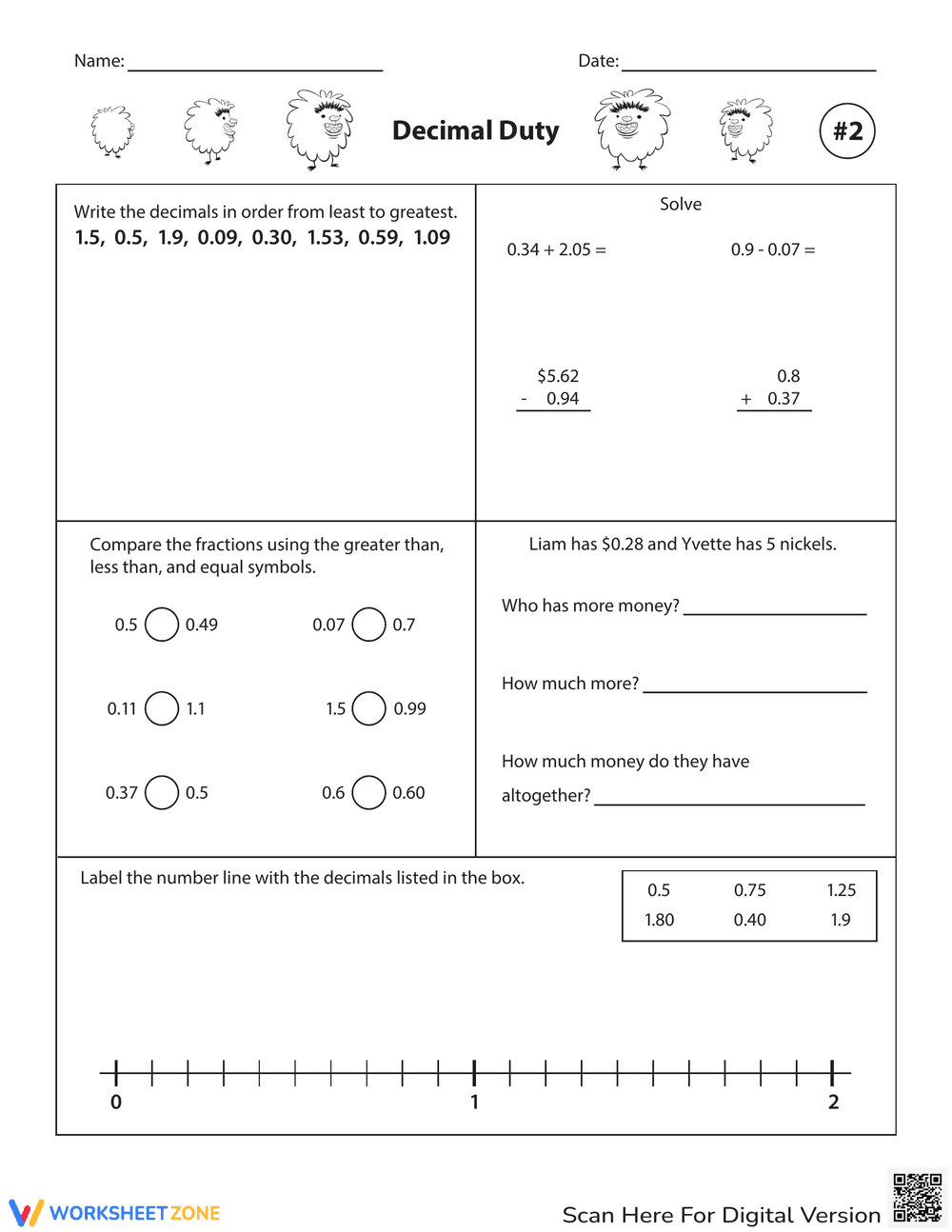 Decimal Operations Practice - Page 1