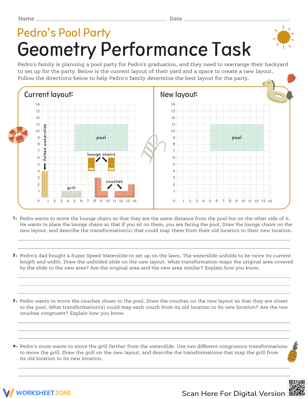 Pedro's Pool Party- Geometry Performance Task - Page 1