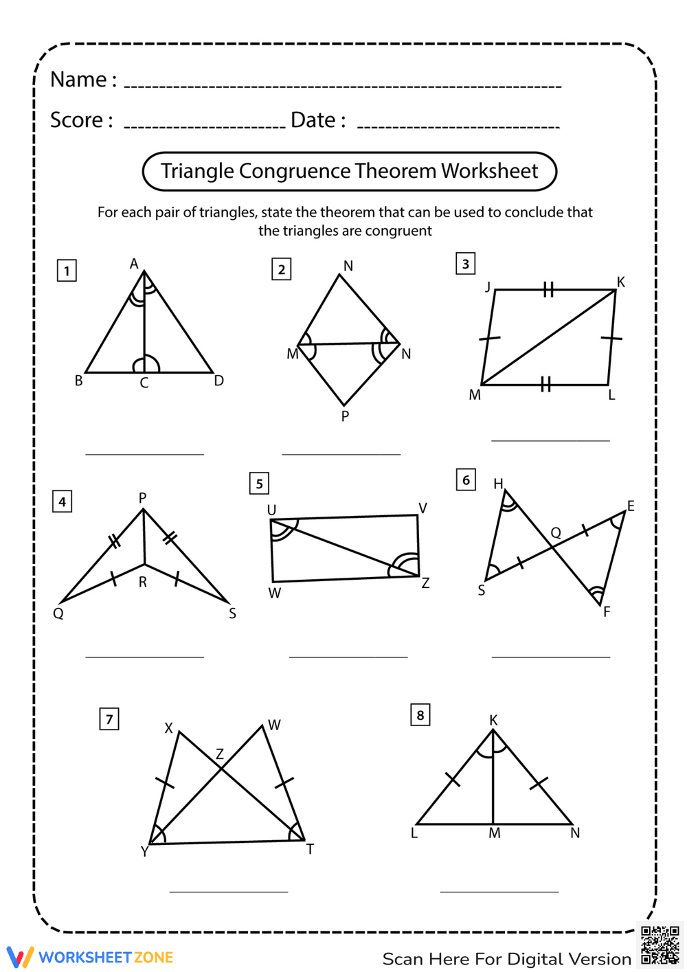 Understanding Triangle Congruence Theorems - Page 1