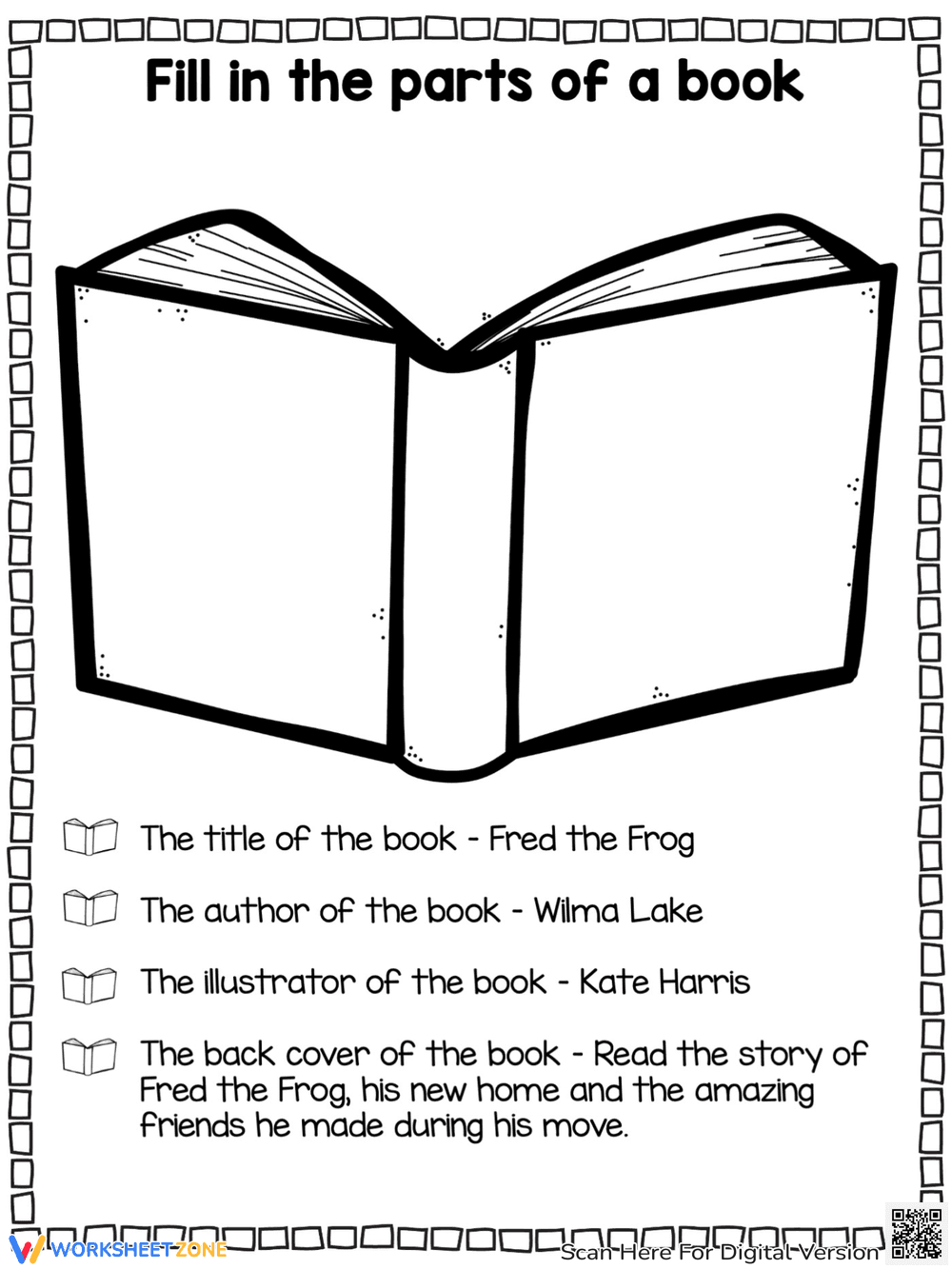 Fill-in: Parts of a Book Worksheet - Page 1