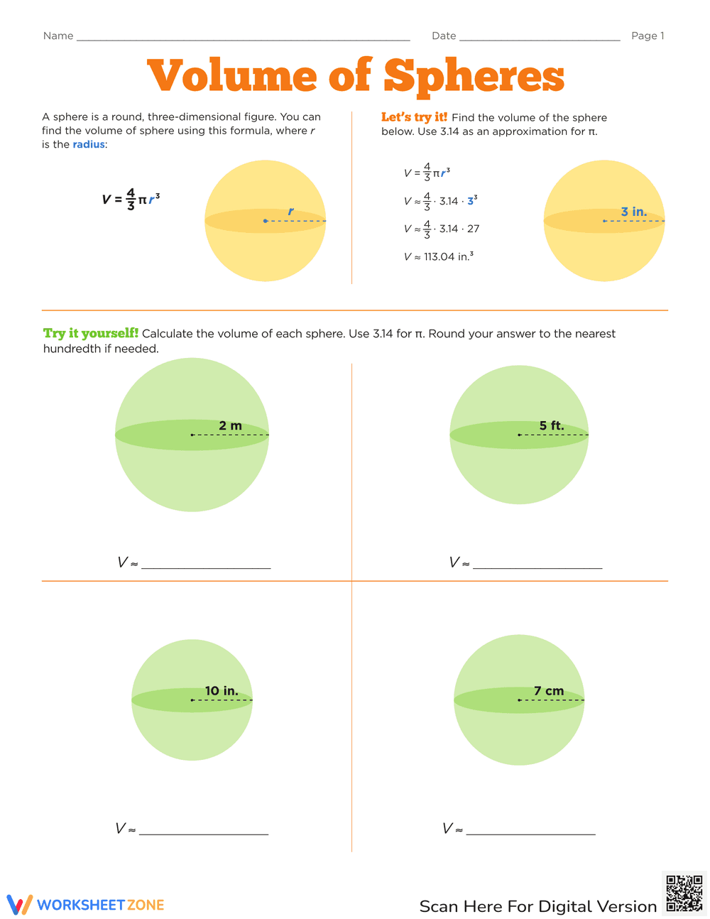 Calculating the Volume of Spheres - Page 1