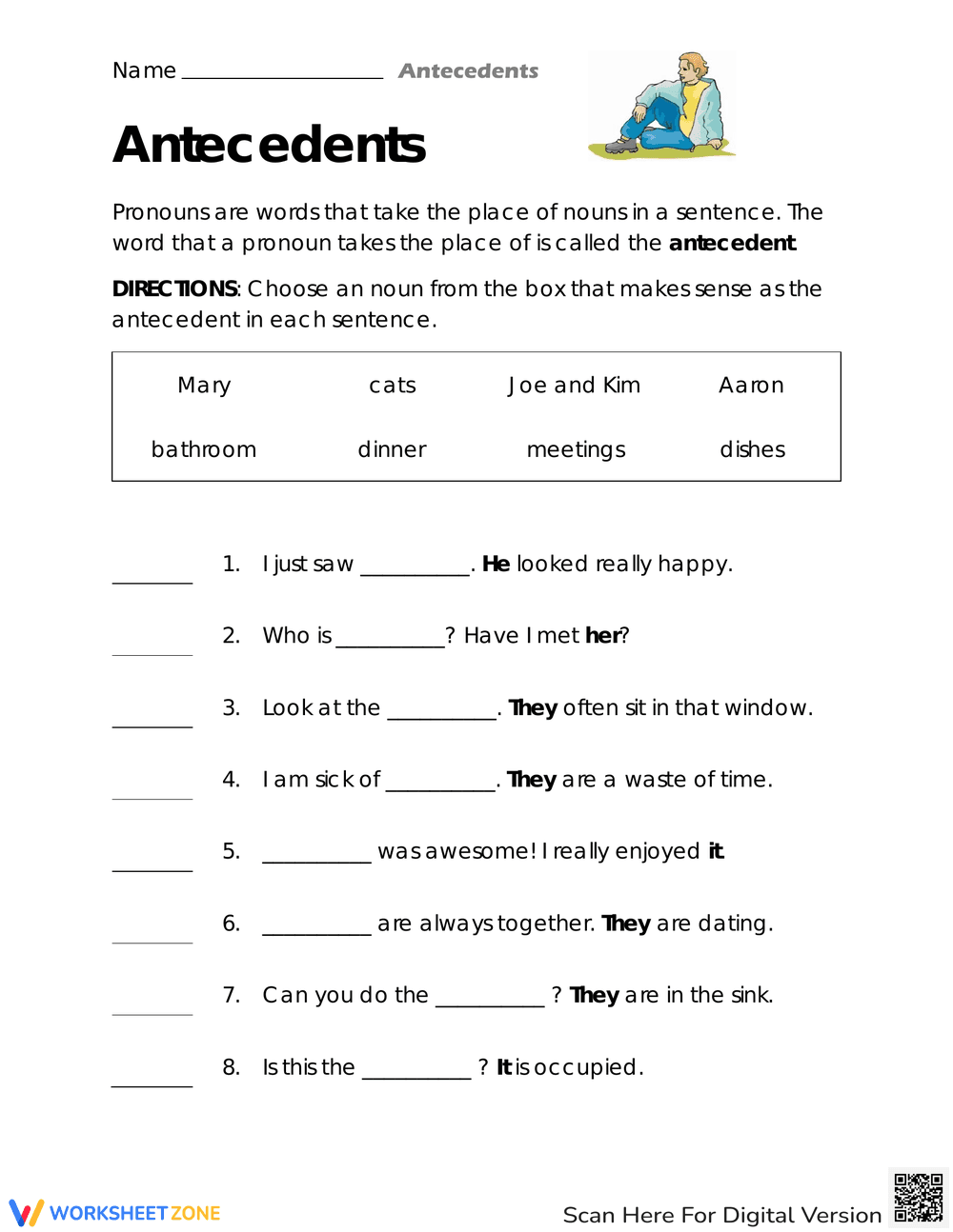 Practice with Antecedents - Page 1