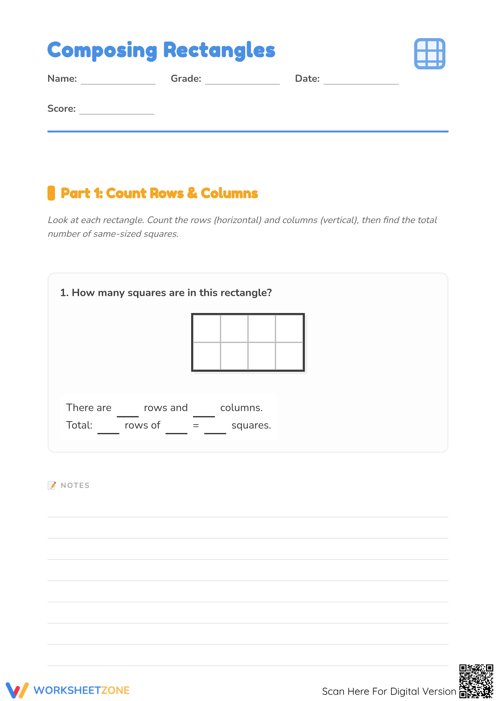 Composing Rectangles Worksheet | Grade 2 Math Printable - Page 1