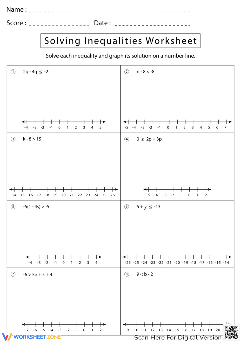 Solving Inequalities 2 - Page 1