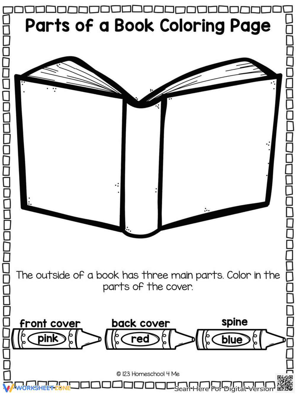 Coloring Page of Parts of a Book - Page 1