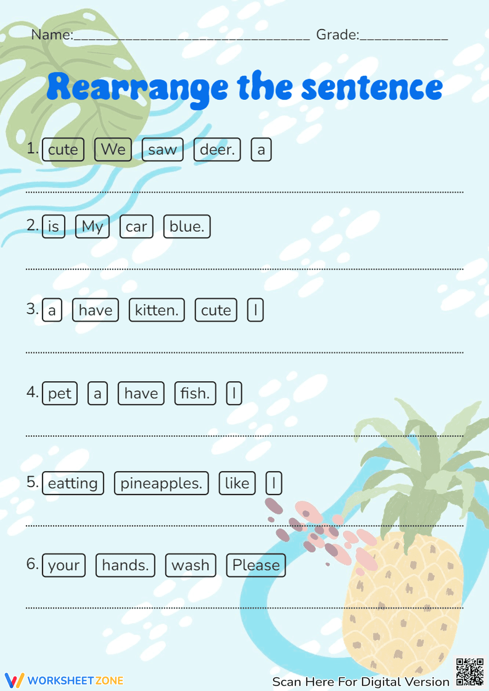 Sentence Building Practice - Rearrange the Words! (Grades 1-3) - Page 1