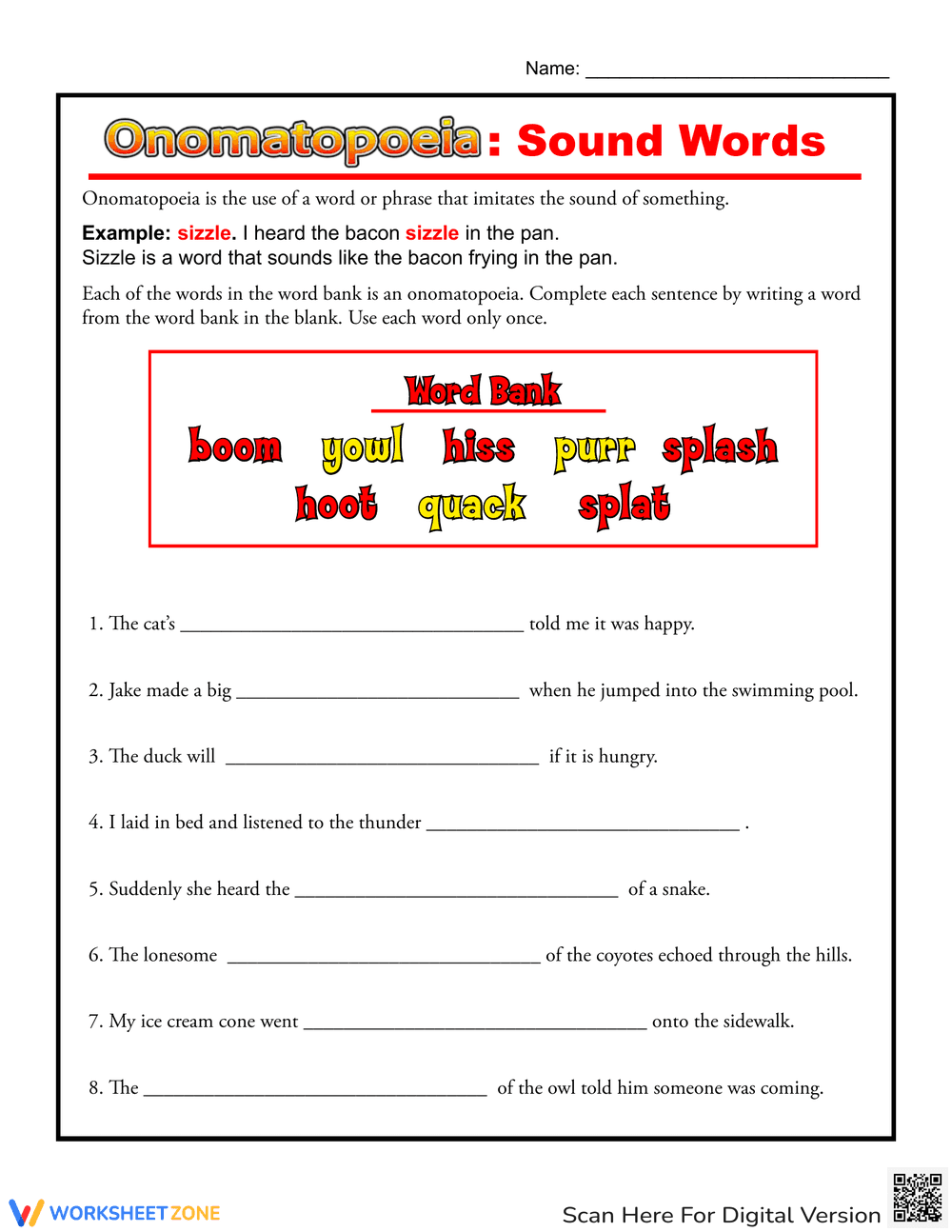 Explore Onomatopoeia: Sound Words Activity - Page 1