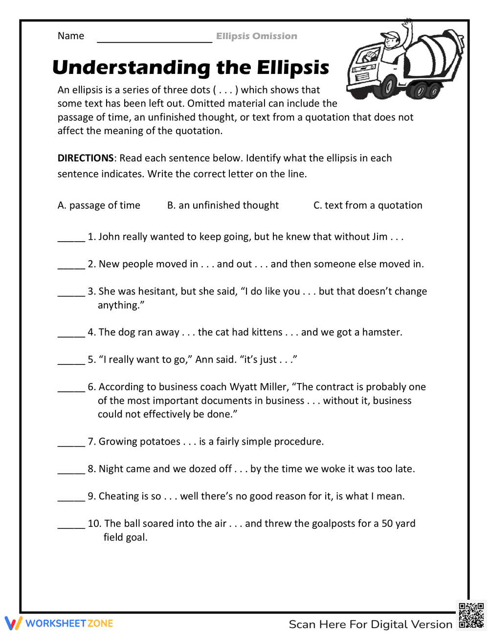 Understanding the Ellipsis: A Comprehensive Worksheet - Page 1