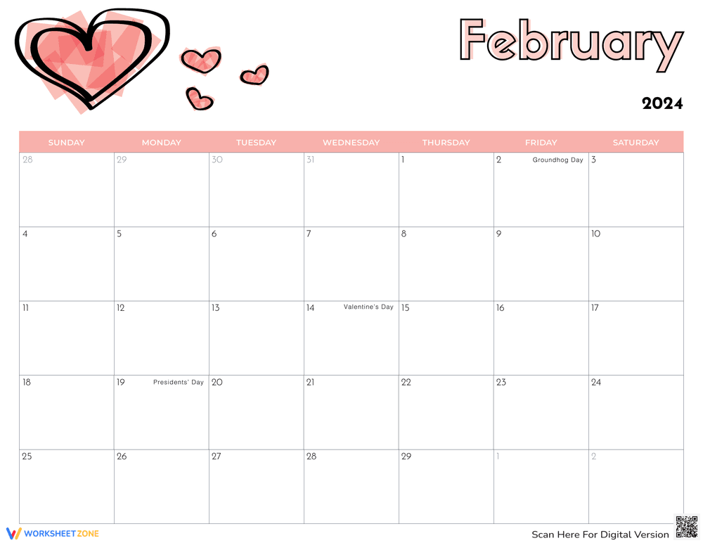 Printable Calendar for Kids - Schedule Time - Page 1