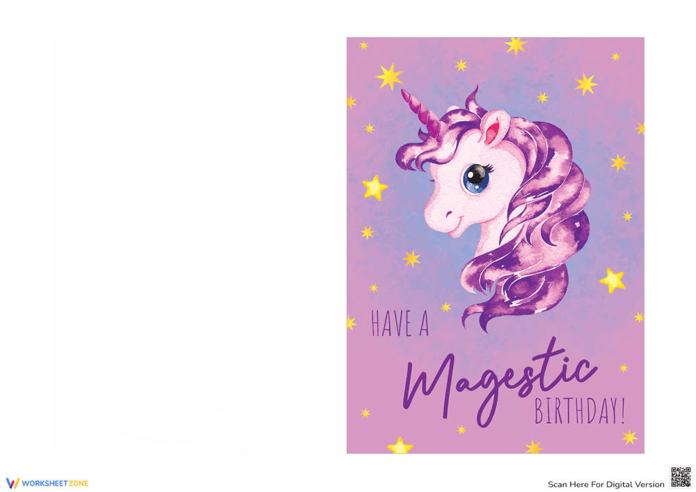 Unicorn Birthday Card for Kids - Page 1
