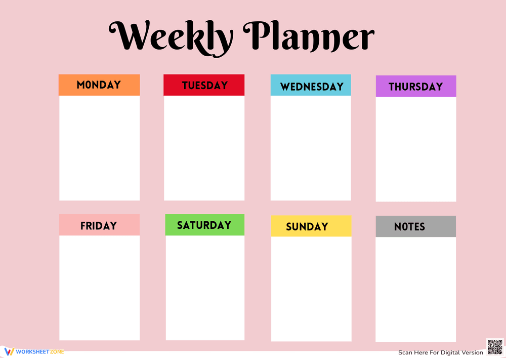 Weekly Planner 1 for Kids' Time Management - Page 1