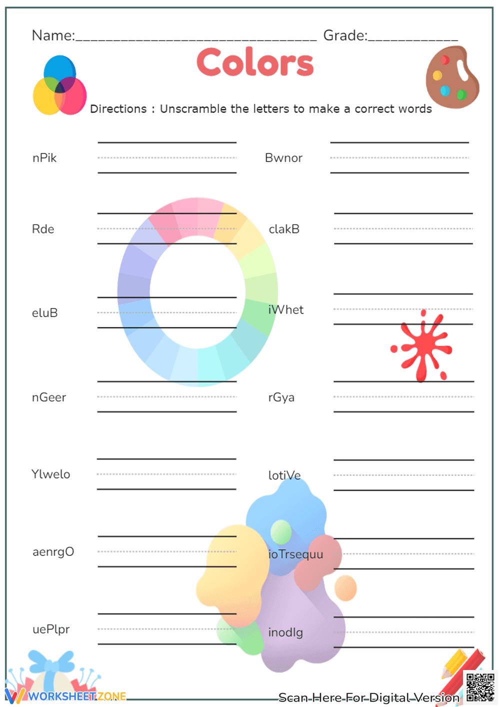 Color Matching Worksheet - Learn Colors for Preschool & Kindergarten - Page 1