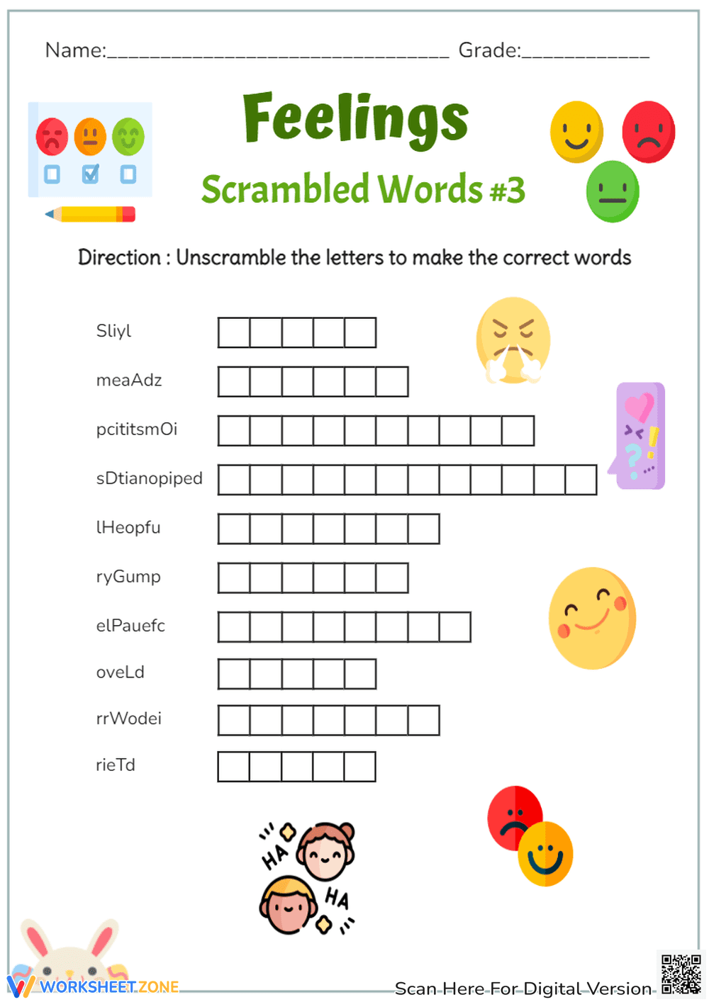 Unscramble Feeling Words in This Fun Puzzle - Page 1